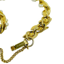 Load image into Gallery viewer, FLORENZA signed vintage gold tone faux pearls designer bracelet
