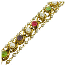 Load image into Gallery viewer, FLORENZA vintage gold tone jewel cabs glass pearls chain designer bracelet
