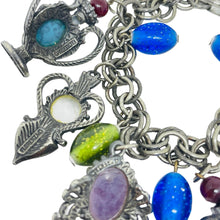 Load image into Gallery viewer, FLORENZA vintage signed silver tone chain charm designer bracelet
