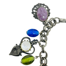 Load image into Gallery viewer, FLORENZA vintage signed silver tone chain charm designer bracelet
