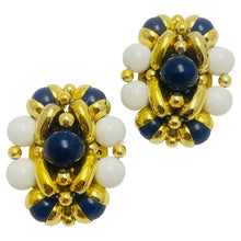 Load image into Gallery viewer, FRANCOISE MONTAGUE made in France gold glass beads designer clip on earrings
