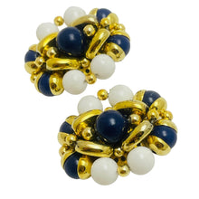 Load image into Gallery viewer, FRANCOISE MONTAGUE made in France gold glass beads designer clip on earrings
