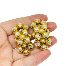 Load image into Gallery viewer, FRANCOISE MONTAGUE vintage gold to faux pearls designer French clip on earrings
