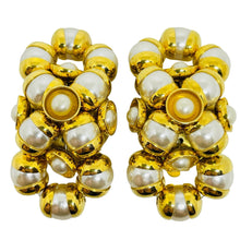 Load image into Gallery viewer, FRANCOISE MONTAGUE vintage gold to faux pearls designer French clip on earrings
