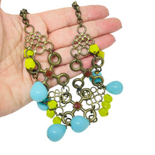 Load image into Gallery viewer, GERARD YOSCA vintage signed bronze tone glass beads designer necklace

