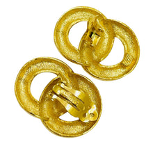Load image into Gallery viewer, GIVENCHY Paris New York signed gold chain designer runway clip on earrings
