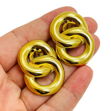 Load image into Gallery viewer, GIVENCHY Paris New York signed gold chain designer runway clip on earrings
