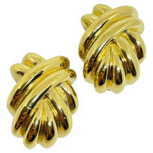 Load image into Gallery viewer, GIVENCHY Paris New York signed vintage gold tone designer clip on earrings
