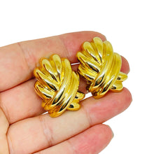 Load image into Gallery viewer, GIVENCHY Paris New York signed vintage gold tone designer clip on earrings
