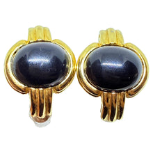 Load image into Gallery viewer, GIVENCHY signed vintage 80's gold tone black designer pierced earrings
