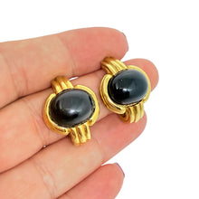 Load image into Gallery viewer, GIVENCHY signed vintage 80's gold tone black designer pierced earrings
