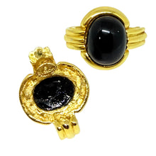 Load image into Gallery viewer, GIVENCHY signed vintage 80's gold tone black designer pierced earrings
