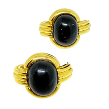 Load image into Gallery viewer, GIVENCHY signed vintage 80's gold tone black designer pierced earrings
