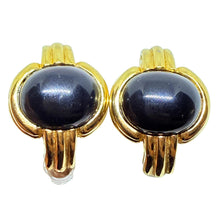 Load image into Gallery viewer, GIVENCHY signed vintage 80's gold tone black designer pierced earrings

