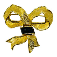 Load image into Gallery viewer, GIVENCHY vintage gold tone enamel bow designer brooch
