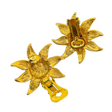 Load image into Gallery viewer, GRAZIANO signed vintage gold tone faux turquoise star designer clip on earrings
