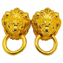 Load image into Gallery viewer, GRAZIANO signed vintage lions head door knocker designer runway clip on earrings
