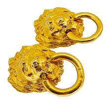 Load image into Gallery viewer, GRAZIANO signed vintage lions head door knocker designer runway clip on earrings
