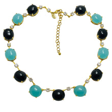 Load image into Gallery viewer, Gold tone glass designer runway necklace
