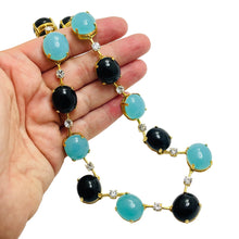 Load image into Gallery viewer, Gold tone glass designer runway necklace
