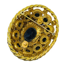 Load image into Gallery viewer, HAR signed vintage gold tone glass turquoise lapis cabochons designer brooch
