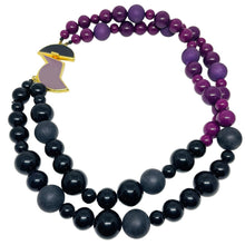 Load image into Gallery viewer, HATTIE CARNEGIE signed vintage gold enamel modernist beaded designer necklace

