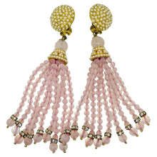 Load image into Gallery viewer, HEIDI DAUS for JIM WALTERS vintage gold tone pink glass designer clip earrings
