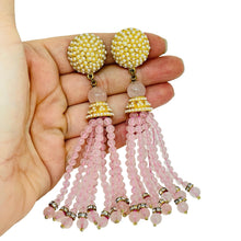 Load image into Gallery viewer, HEIDI DAUS for JIM WALTERS vintage gold tone pink glass designer clip earrings
