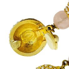 Load image into Gallery viewer, HEIDI DAUS for JIM WALTERS vintage gold tone pink glass designer clip earrings
