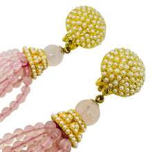 Load image into Gallery viewer, HEIDI DAUS for JIM WALTERS vintage gold tone pink glass designer clip earrings
