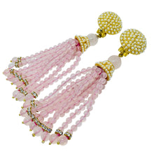 Load image into Gallery viewer, HEIDI DAUS for JIM WALTERS vintage gold tone pink glass designer clip earrings
