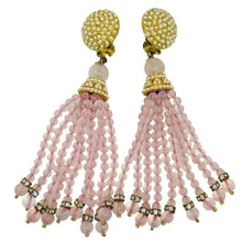 Load image into Gallery viewer, HEIDI DAUS for JIM WALTERS vintage gold tone pink glass designer clip earrings
