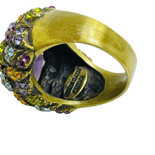 Load image into Gallery viewer, HEIDI DAUS signed vintage gold rhinestone designer ring
