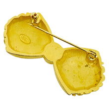 Load image into Gallery viewer, HOBE signed gold tone black cab Etruscan bow designer brooch
