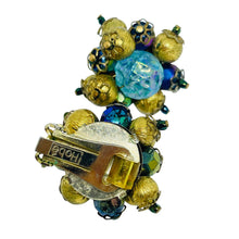 Load image into Gallery viewer, HOBE signed vintage gold tone beaded glass designer clip on earrings
