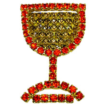 Load image into Gallery viewer, HOBE signed vintage gold tone rhinestone wine glass designer brooch
