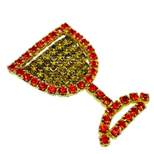 Load image into Gallery viewer, HOBE signed vintage gold tone rhinestone wine glass designer brooch
