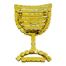 Load image into Gallery viewer, HOBE signed vintage gold tone rhinestone wine glass designer brooch
