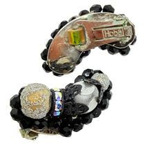 Load image into Gallery viewer, HOBE signed vintage silver tone glass stones designer clip on earrings
