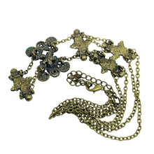 Load image into Gallery viewer, Vintage gold tone enamel rhinestones flower designer necklace
