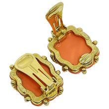 Load image into Gallery viewer, Vintage KENNETH LANE signed faux coral gold tone etruscan designer clip earrings
