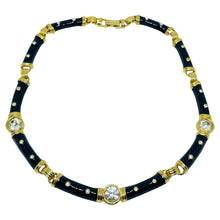 Load image into Gallery viewer, IVANA signed vintage gold plated enamel crystal designer necklace
