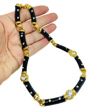 Load image into Gallery viewer, IVANA signed vintage gold plated enamel crystal designer necklace
