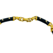 Load image into Gallery viewer, IVANA signed vintage gold plated enamel crystal designer necklace
