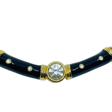 Load image into Gallery viewer, IVANA signed vintage gold plated enamel crystal designer necklace
