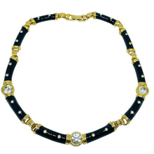 Load image into Gallery viewer, IVANA signed vintage gold plated enamel crystal designer necklace
