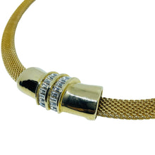 Load image into Gallery viewer, IVANA signed vintage gold tone mesh chain rhinestones designer necklace

