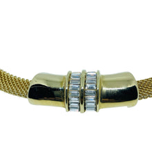 Load image into Gallery viewer, IVANA signed vintage gold tone mesh chain rhinestones designer necklace
