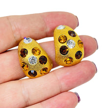 Load image into Gallery viewer, JACKIE COLLINS signed vintage gold tone crystals designer clip on earrings

