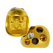 Load image into Gallery viewer, JACKIE COLLINS signed vintage gold tone crystals designer clip on earrings
